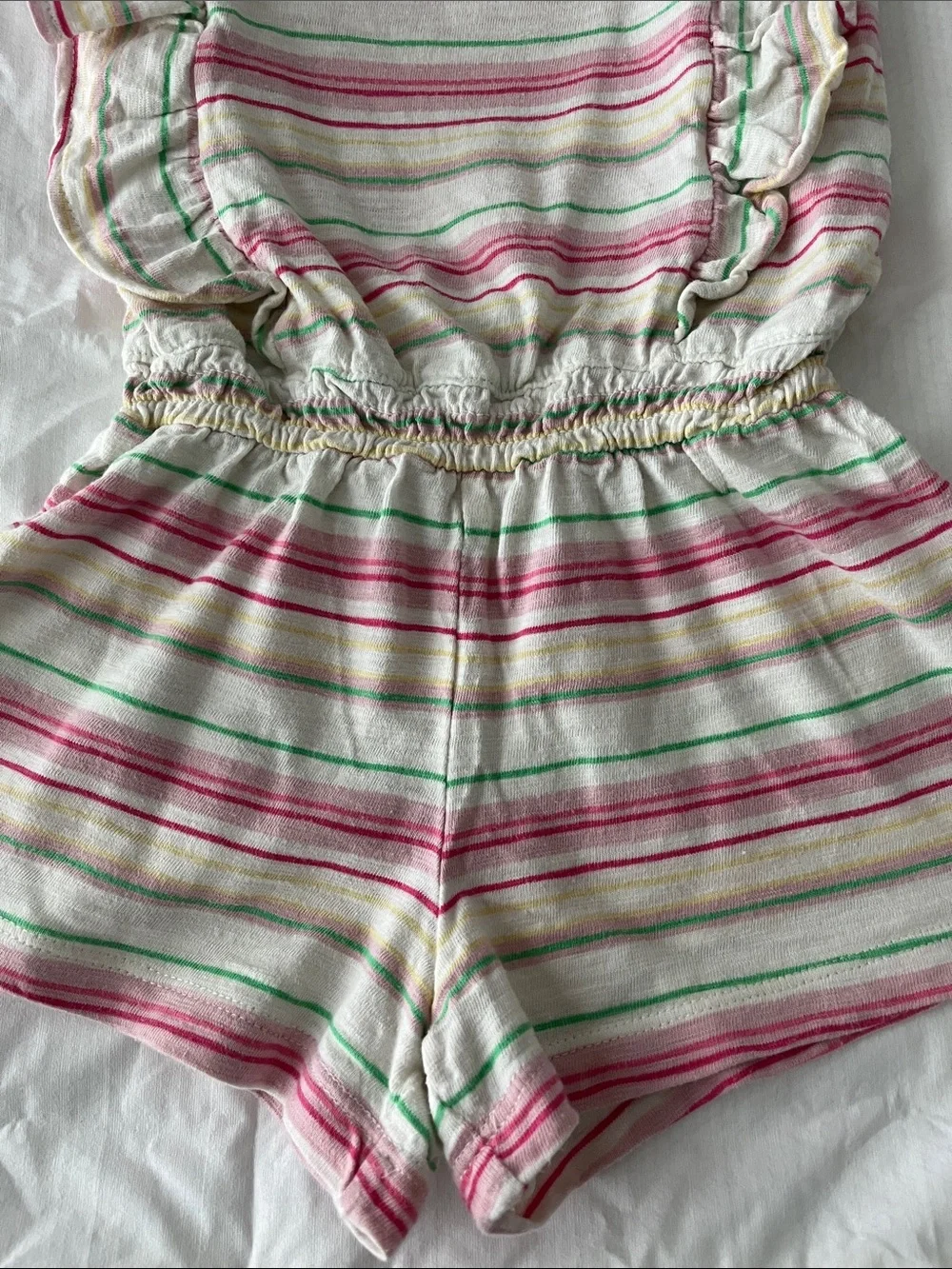 Gap Girls' Pink & Green Striped Ruffle Romper size 4T